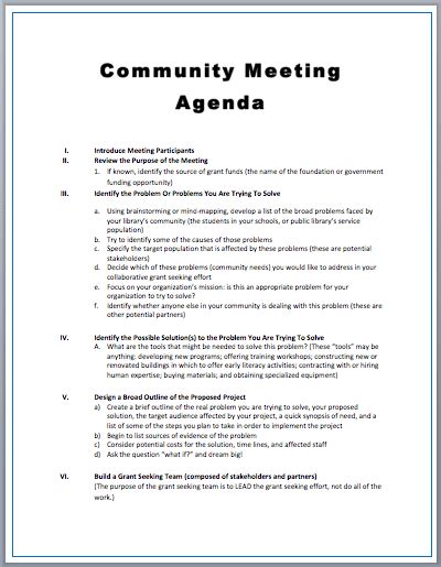 Community Meeting Agenda Templates - 5 Free MS Word Templates