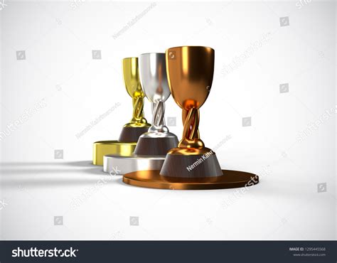 Trophy Gold Silver Bronze Winner Award Stock Illustration 1295445568 ...