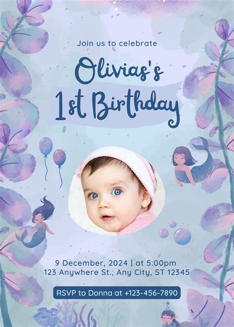 Free, Printable, Customizable 1st Birthday Invitation, 41% OFF