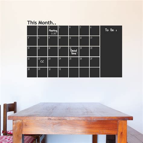 Chalkboard Calendar Wall Sticker Vinyl | Wallboss Wall Stickers | Wall Art Stickers | UK Wall ...