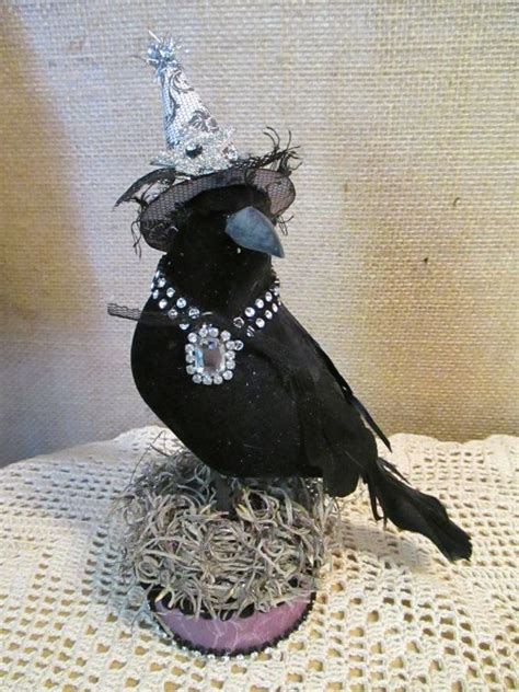 Halloween Crow, Mixed Media Halloween Display, Halloween Art, Raven Art, Crow Art, Halloween ...