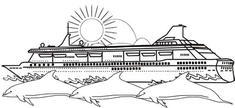 Cruise Ship and Three Dolphins Coloring Pages - NetArt | Dolphin ...