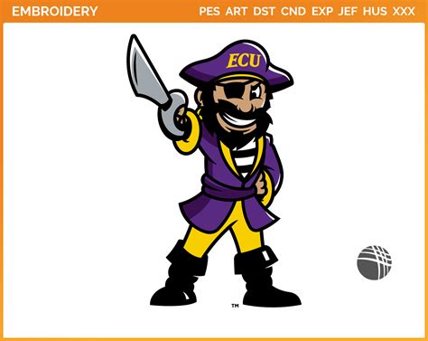 East Carolina Pirates - Mascot Logo (2021) - College Sports Embroidery Logo in 4 sizes & 8 ...