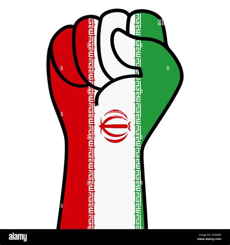 Raised fist iran flag. Iranian hand. Fist shape iran flag color ...