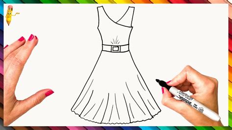 How To Draw A Dress Step By Step 👗 Dress Drawing Easy | Dress drawing ...