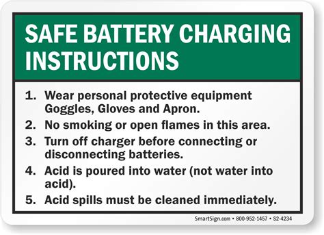 Battery Warning Signs | Battery Charging Area Signs