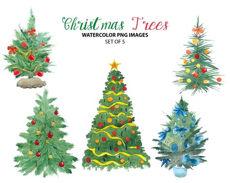 Christmas Tree Clipart Watercolor Celebration Clip Art Festive ...