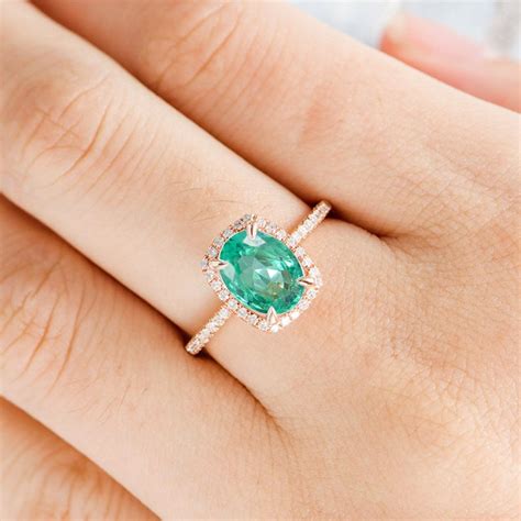 6x8mm Natural Emerald Engagement Ring Genuine Emerald Ring Oval Cut