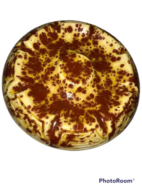 VINTAGE MID CENTURY Modern Large Ceramic Yellow/Red Speckled Glazed Ashtray $20.00 - PicClick