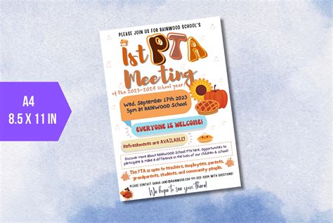 EDITABLE PTA Meeting Handout Flyer School Information Meeting - Etsy