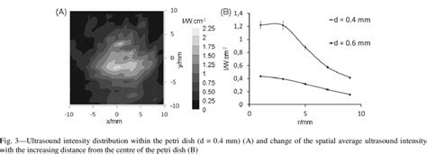 Ultrasound intensity distribution in z = L (A) and ultrasound intensity... | Download Scientific ...