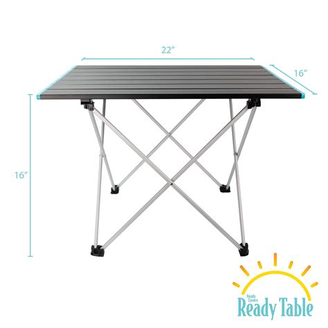 Ready Table Large Lightweight Portable Outdoor Folding Table w/Aluminum Hard Top. Useful for ...