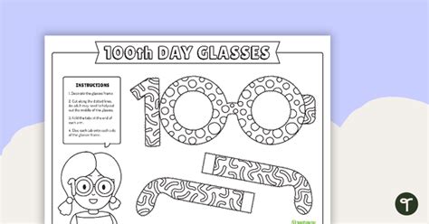 100 Days at School Glasses Template Teaching Resource | Teach Starter