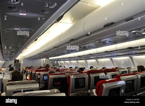 Travel by passenger plane interiors Virgin Atlantic Airbus jet airplane cabin passengers ...