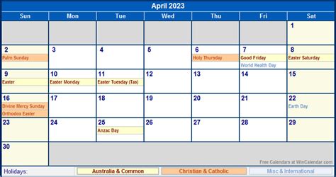 April 2023 Calendar Australia - Get Calender 2023 Update