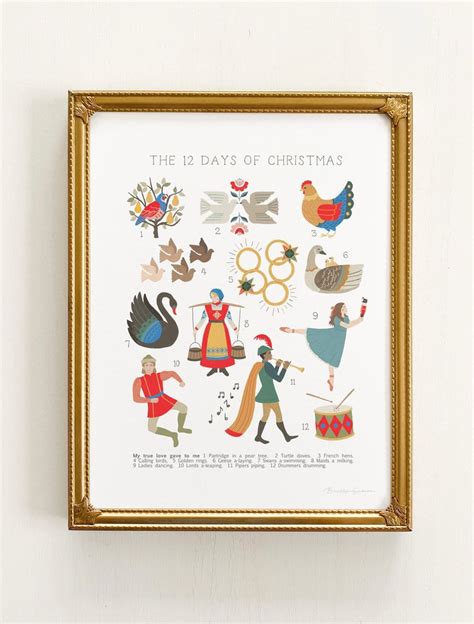 Folk 12 Days of Christmas 12 Days of Christmas Art Print - Etsy | 12 days of christmas ...