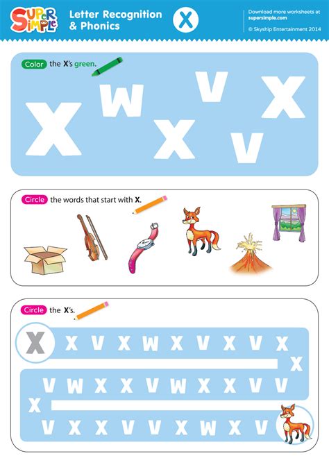 Letter Recognition & Phonics Worksheet - X (Uppercase) - Super Simple