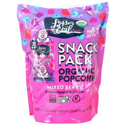 Lesser Evil Organic Popcorn Mixed Berry Snack Pack at Natura Market