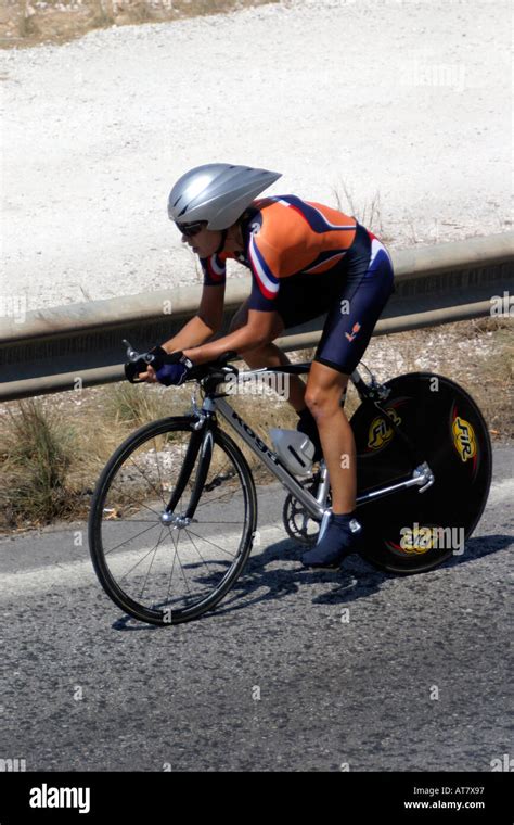 Dutch women s cyclist Mirjam Melchers out on the time trial course ...