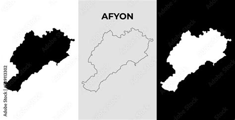 Afyon map vector illustration, Turkey, Asia, Filled and outline map ...