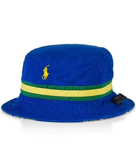 Polo ralph lauren Reversible Bucket Hat in Blue for Men | Lyst