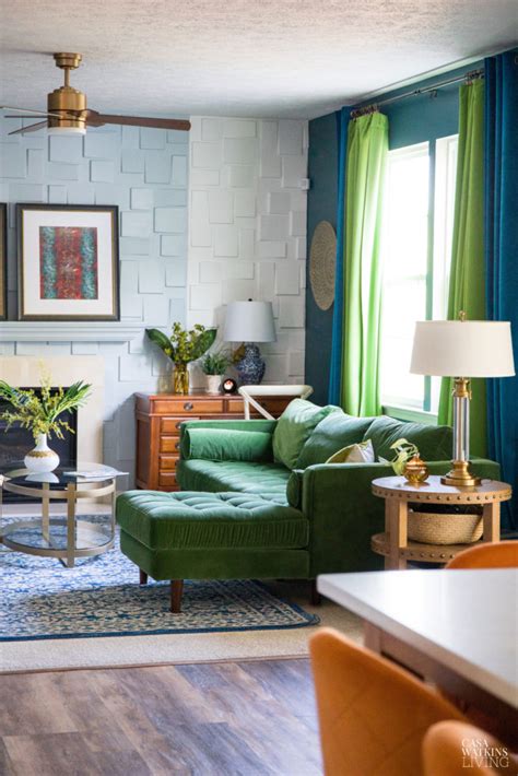 blue-and-green-modern-boho-living-room - Casa Watkins Living