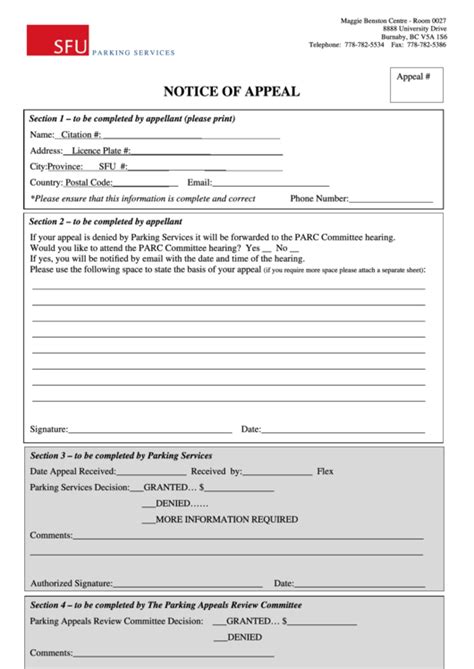 Fillable Notice Of Appeal Form printable pdf download