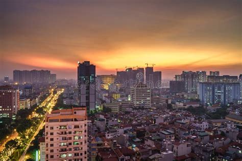 Aerial View of Hanoi Cityscape at Hoang Quoc Viet Street, Cau Giay District, Hanoi Stock Image ...