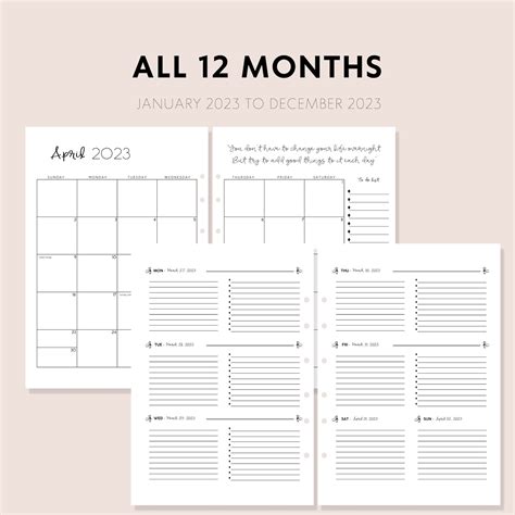 Monthly & Weekly Planner A4 2023 2023 Printable Planner 2023 - Etsy