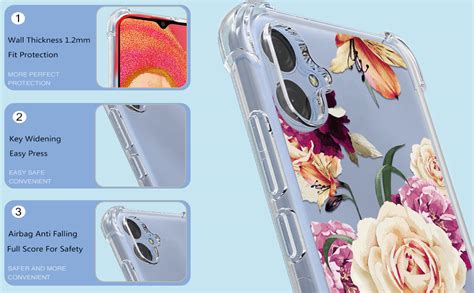 Amazon.com: Osophter for Samsung Galaxy A04E Case Flower Floral for Girls Women with 2pcs Screen ...