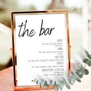 Wedding Bar Menu, Modern Drink Menu, Printable Bar Menu, Signature ...