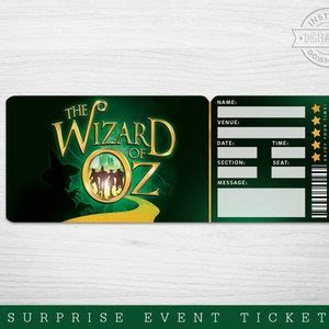 Printable Wizard of OZ Broadway Surprise Ticket Musical - Etsy