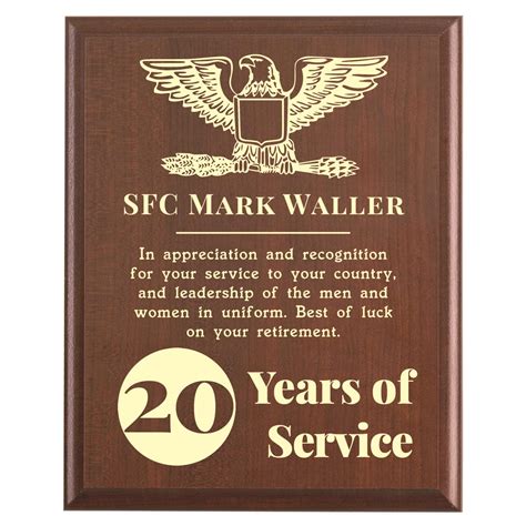 Military Retirement Award Plaque | Armed Forces Gift for Retiring from Service Branches – Marked ...