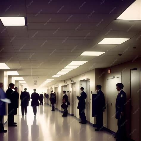 Premium AI Image | Hospital Hallway with Medical Workers in Coat ...