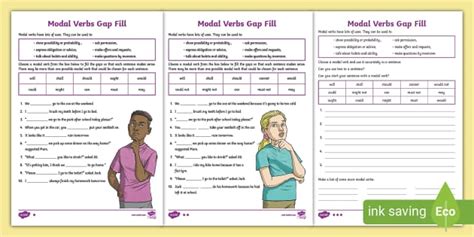 Modal Verbs Gap Fill Differentiated Worksheet (teacher made)