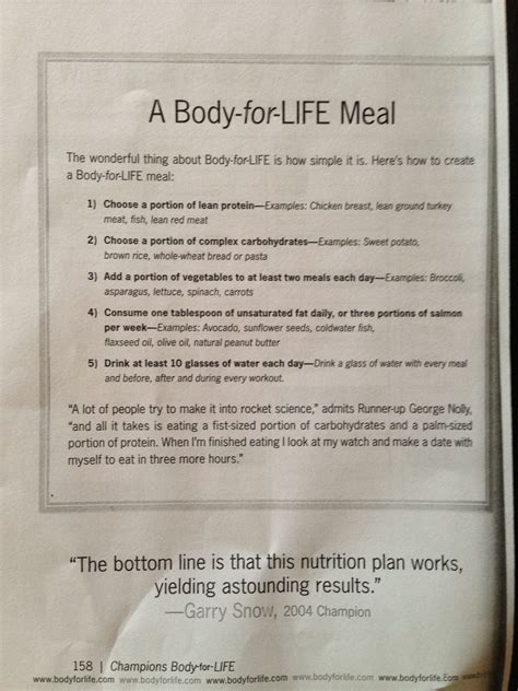 Body For Life Meal Planner