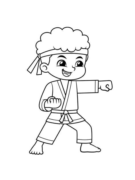 Happy Karate Boy Coloring Page - Free Printable Coloring Pages for Kids