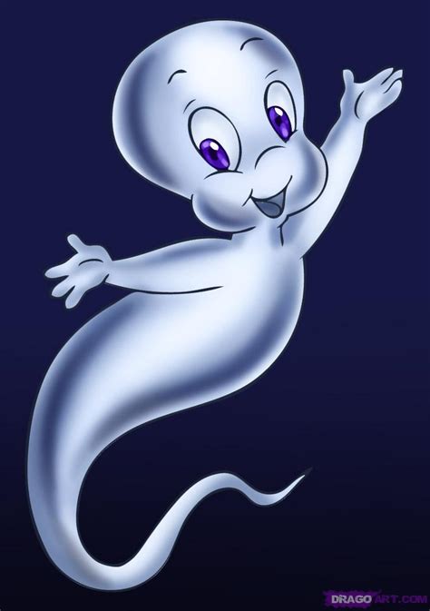 How to Draw Casper, Step by Step, Ghosts, Monsters, FREE Online Drawing Tutorial, Added by Dawn ...