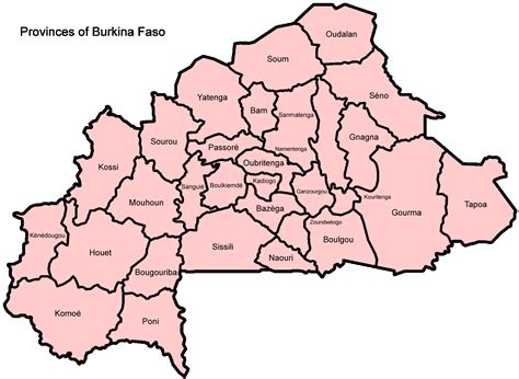 Burkina Faso detailed provinces map. Detailed map of Burkina Faso ...