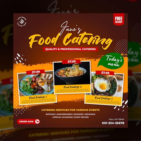 Premium PSD | Food Catering menu and restaurant instagram post banner ...