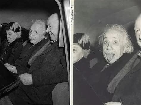 Einstein Playfully Sticking Out His Tongue in Iconic 1951 Photograph