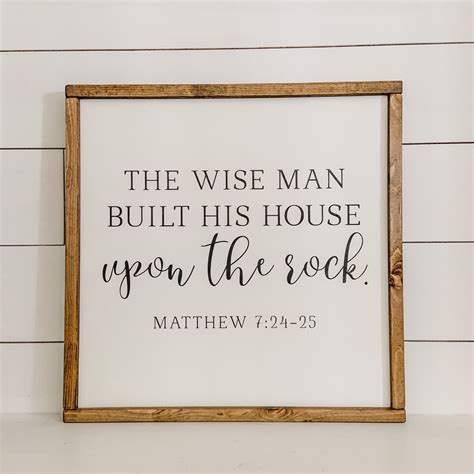 The Wise Man Built His House Upon the Rock Sign Matthew 7:24 | Etsy