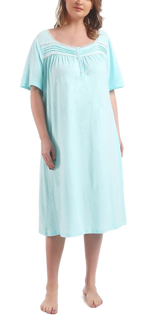 FEREMO 100% Cotton Plus Size Nightgowns for Women Short Sleeve Ladies Sleepwear - Walmart.com