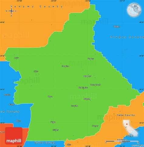 Political Simple Map of Butte County