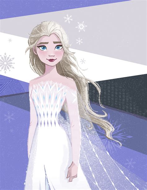 Frozen 2 Elsa in white dress with hair down new official big images - YouLoveIt.com