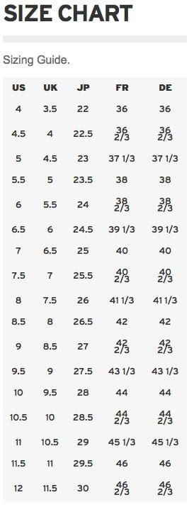 Salomon Shoe Size Chart – iRunFar