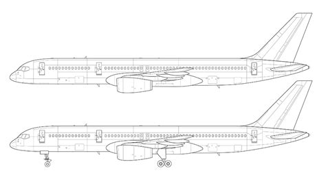 Boeing 757–200 (with Rolls Royce engines) blank illustration templates ...