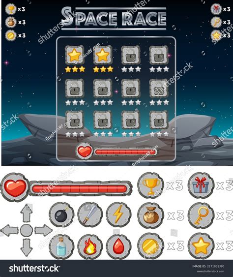 Space Game Background Template Elements Illustration Stock Vector (Royalty Free) 2171861395 ...