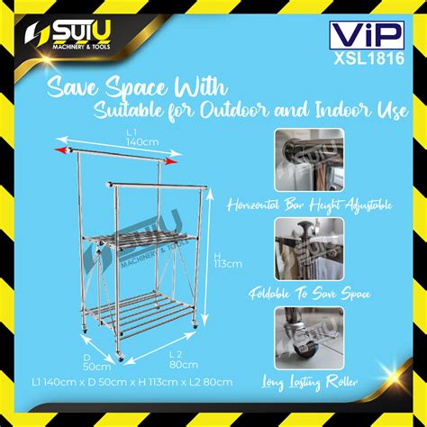 VIP XSL 1816 / XSL1816 / XSL-1816 Stainless Steel Clothes Hanger Stand ( Foldable / Extendable ...