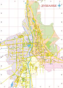 Map of Dushanbe – city in Tajikistan (capital)